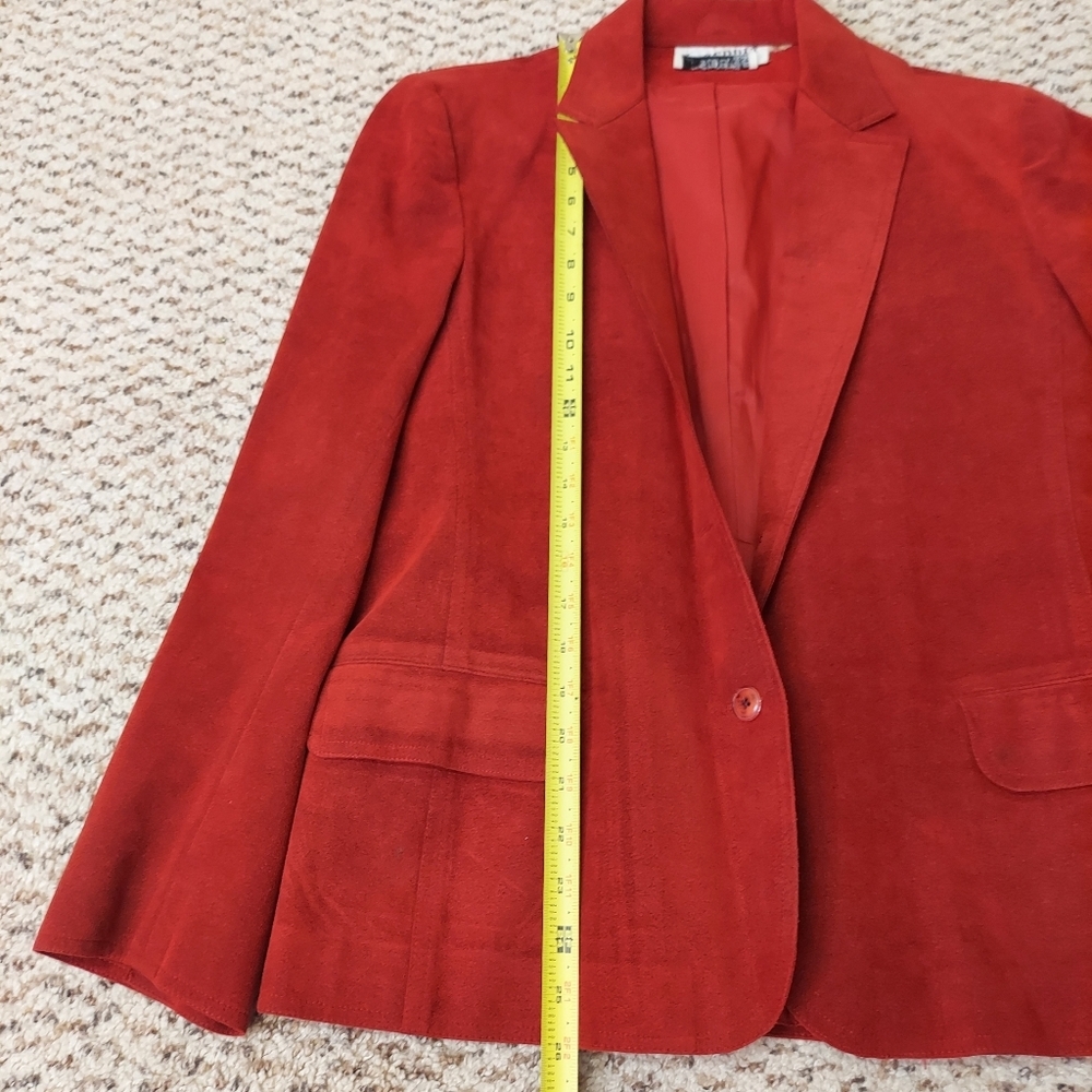 Blassport Ultra Suede Blazer Jacket Women Medium Red Long Sleeve DISCOLORED - Picture 8 of 15